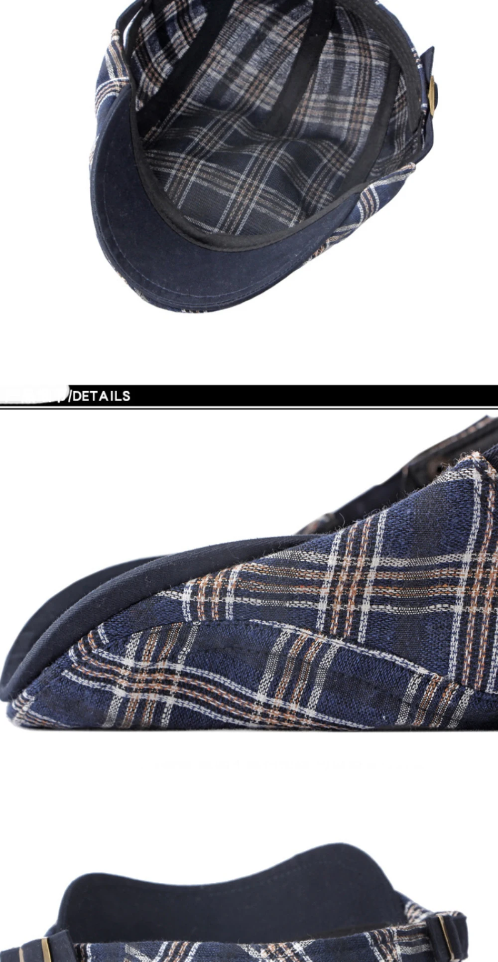 HT4640 Baskenmütze Mütze Männer Frauen Frühling Sommer Kappe Sonnenhut Einstellbare Ivy Flache Kappe Plaid Künstler Maler Baskenmütze Hut Männlich Weiblich Berets – Detail 9