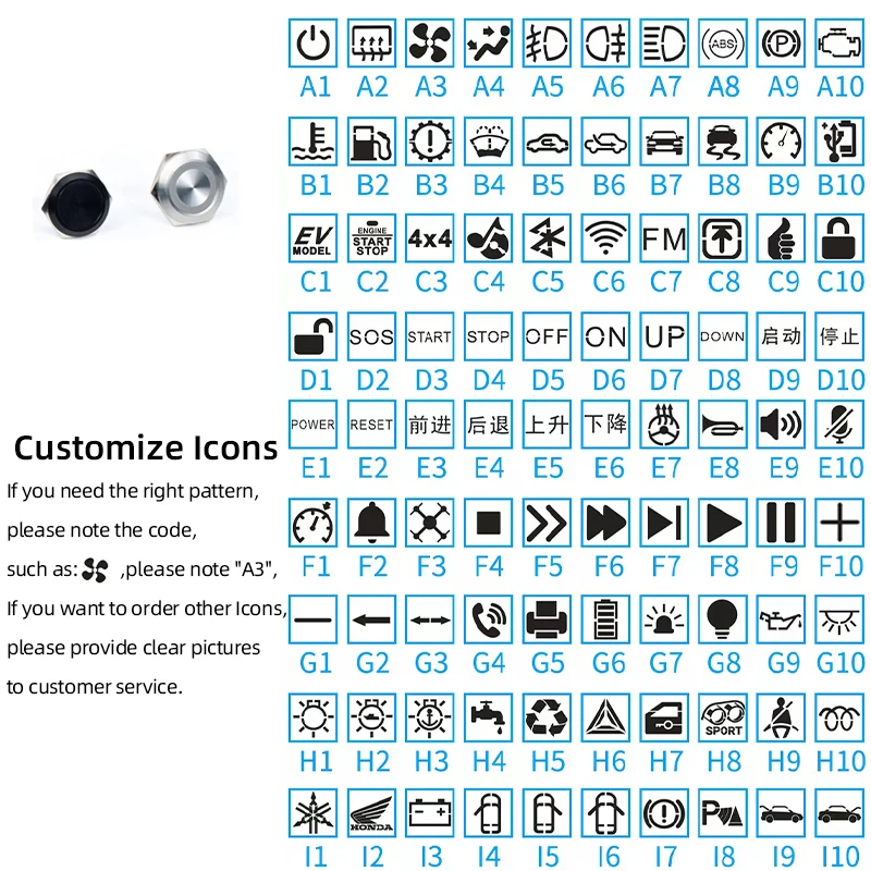 5pcs 16/19/22/25/30mm Customize Ultra-short Metal Push Button Switch With LED Light Flat Head Touch Self-reset Momentary