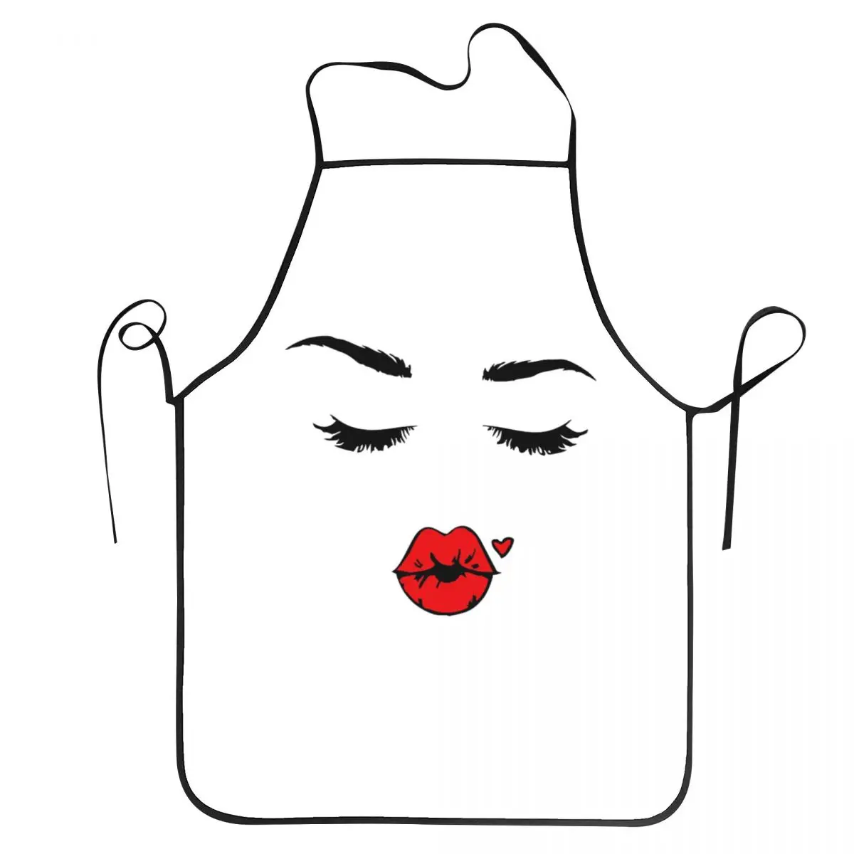 Eyelashes Sexy Red Lips Apron for Women Men Unisex Bib Lash Artist Cooking Kitchen Tablier Cuisine Chef Painting