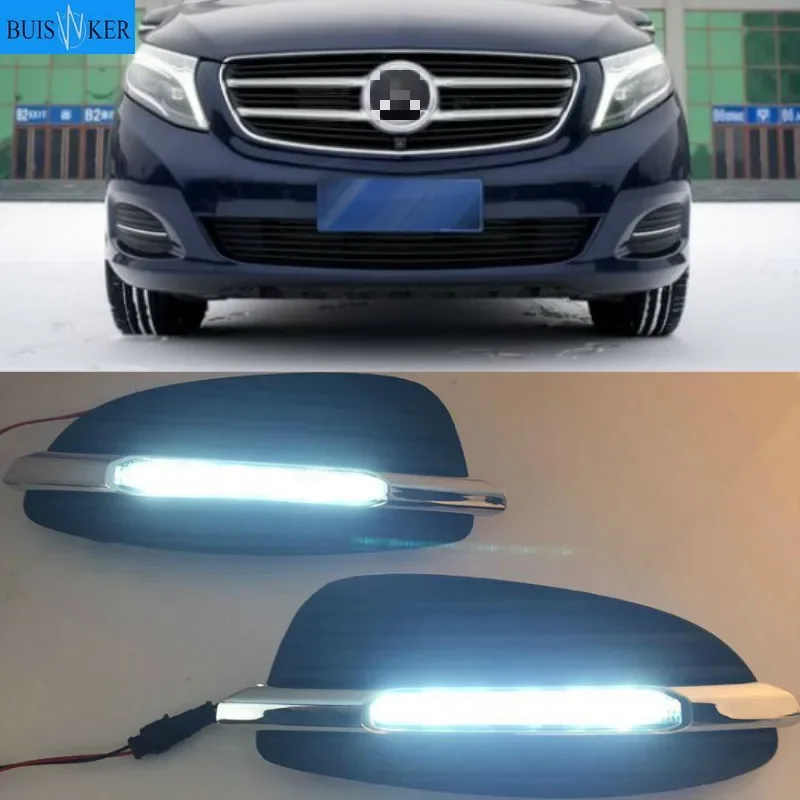 

2PCS LED Daytime Running Light Car Accessories 12V DRL Fog Lamp For Mercedes Benz V-Class Vito V250 V260 2016 2017 2018