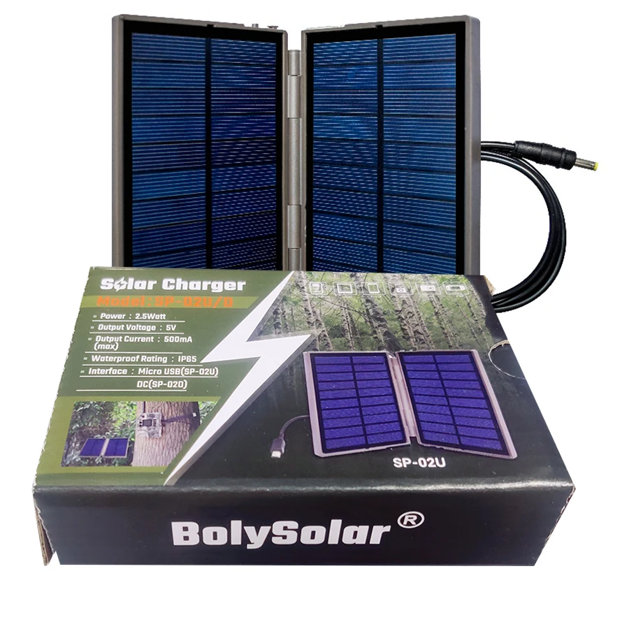 Boly SP-02D 4.0*1.7mm Diameter Port For BG668/BG636/BG662 Hunting Camera Trail Cameras Accessories Solar Panel Portable Charger