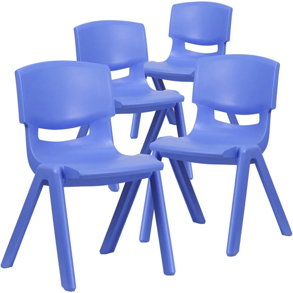 Flash Furniture 4 Pack Blue Plastic Stackable School Chair with 15.5'' Seat Height