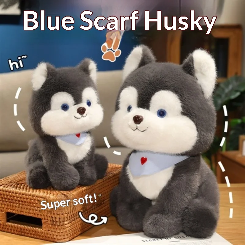 Simpatico cucciolo di peluche Husky bambola di pezza morbida per bambini Comfort coccole giocattolo Kawaii Husky Plushie per ragazzi ragazze regalo di compleanno