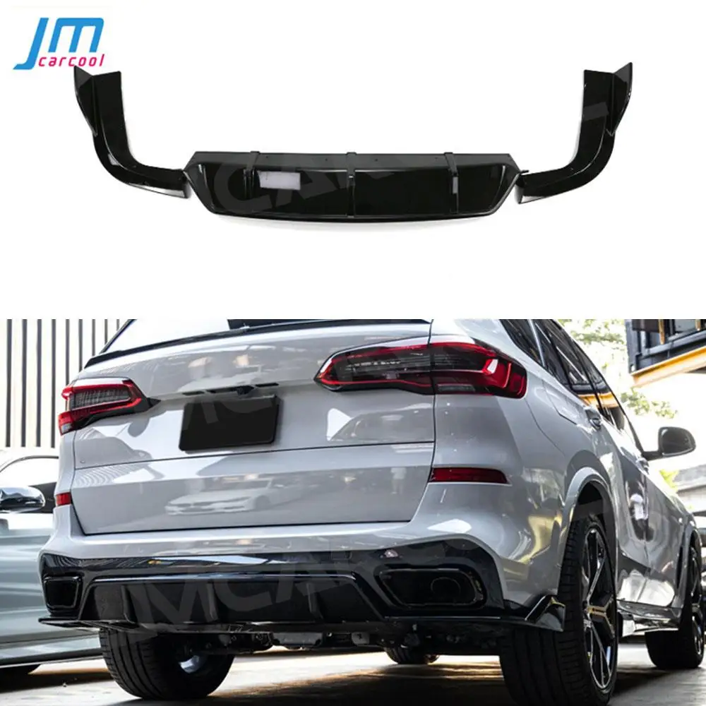 Carbon Fiber Rear Bumper Lip Duffuser Spoiler Splitter for BMW X5 G05 M sport 2019+ ABS Gloss Black Rear Diffuser Body Kits