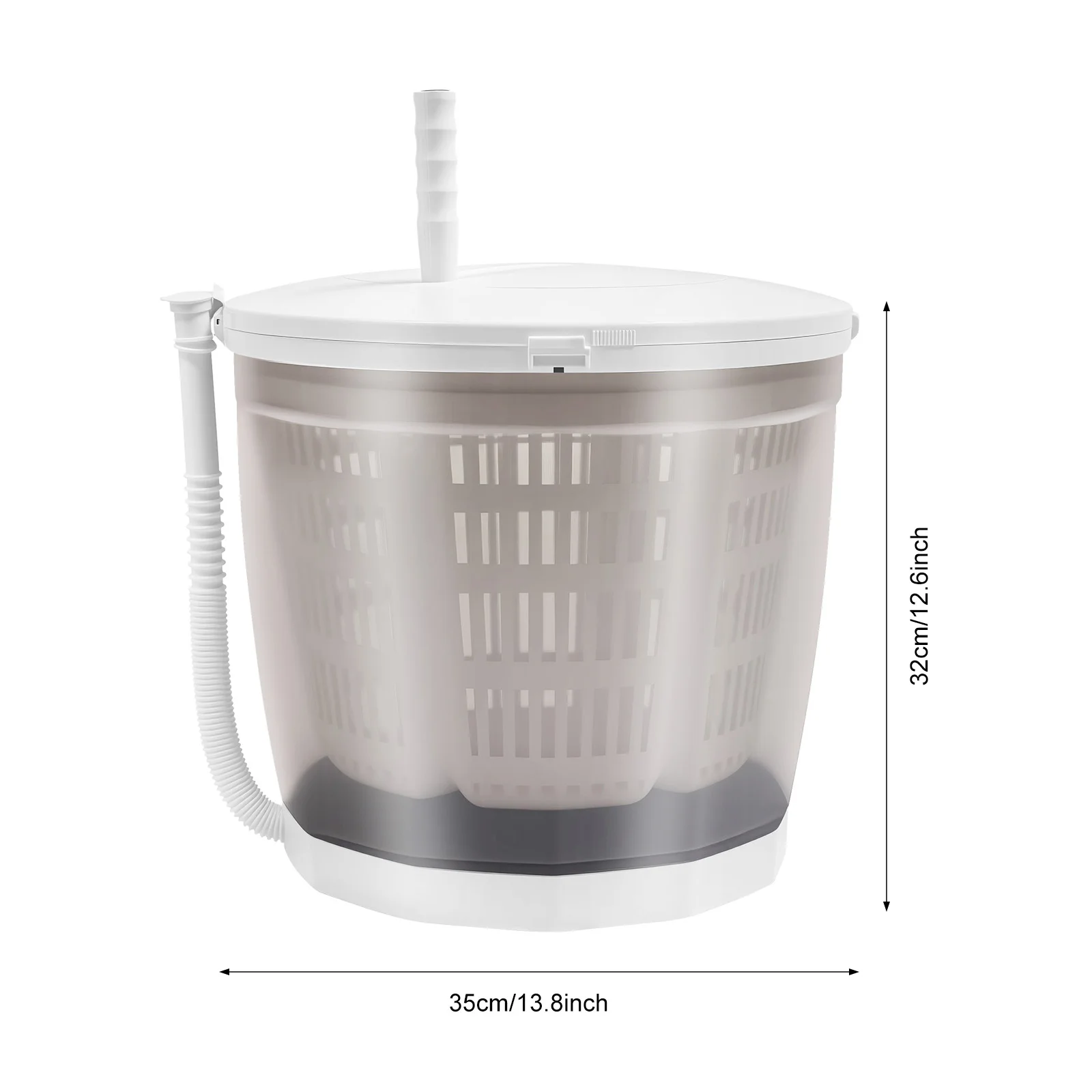 2 In 1 Manual Non-electric Washing Spin Dryer, Grey Plastic 35*32cm 2kg Load Tabletop Foldable Crank Laundry Cleaning Accessories, Four Suction Cup Base Alignment-free Lid Removable Drain Basket