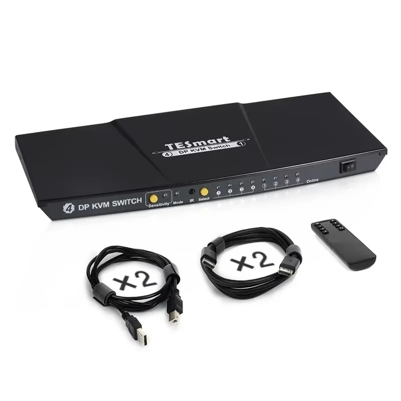 

4 Port 4K60Hz DisplayPort 1.2 KVM Switch with USB Hub 4 Switching Methods 4x1 DP KVM Switch in Stock
