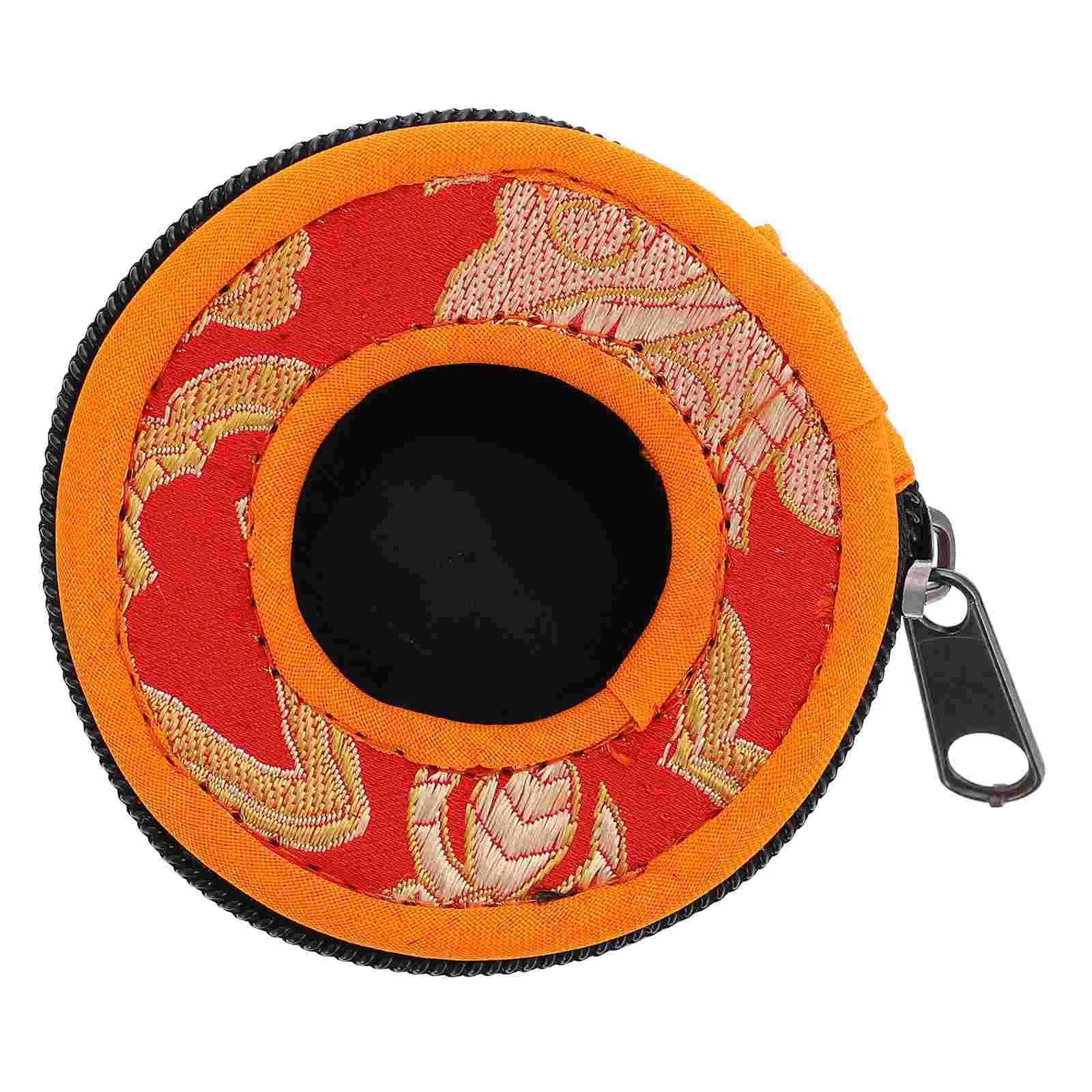 Finger Cymbals Packs Bell Container Tibetan Bowl Kit Bags for Tingsha Chinese Embroidered Pocket