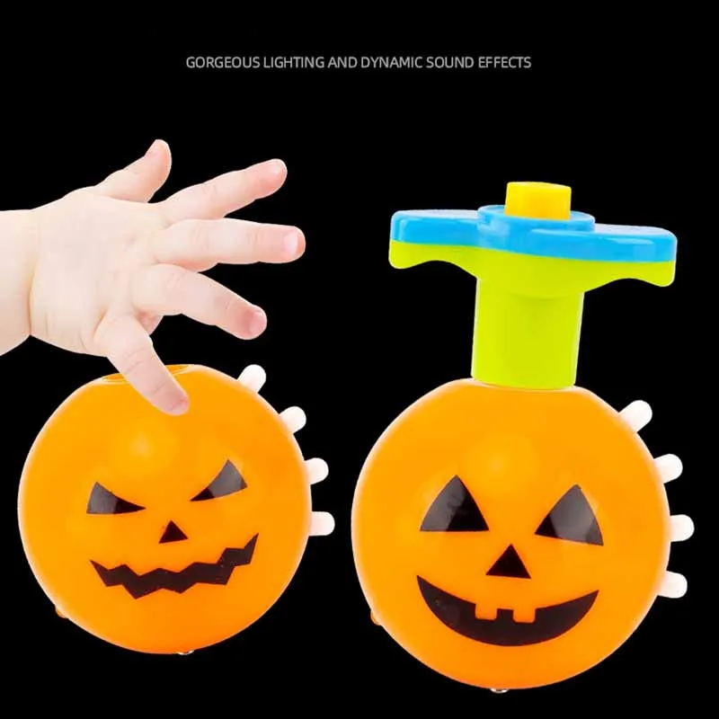 Juguete giroscópico giratorio de prensa de luz de calabaza de simulación de dibujos animados para niños, juguete giroscópico de descompresión para fiesta de Halloween, juguetes emisores de luz