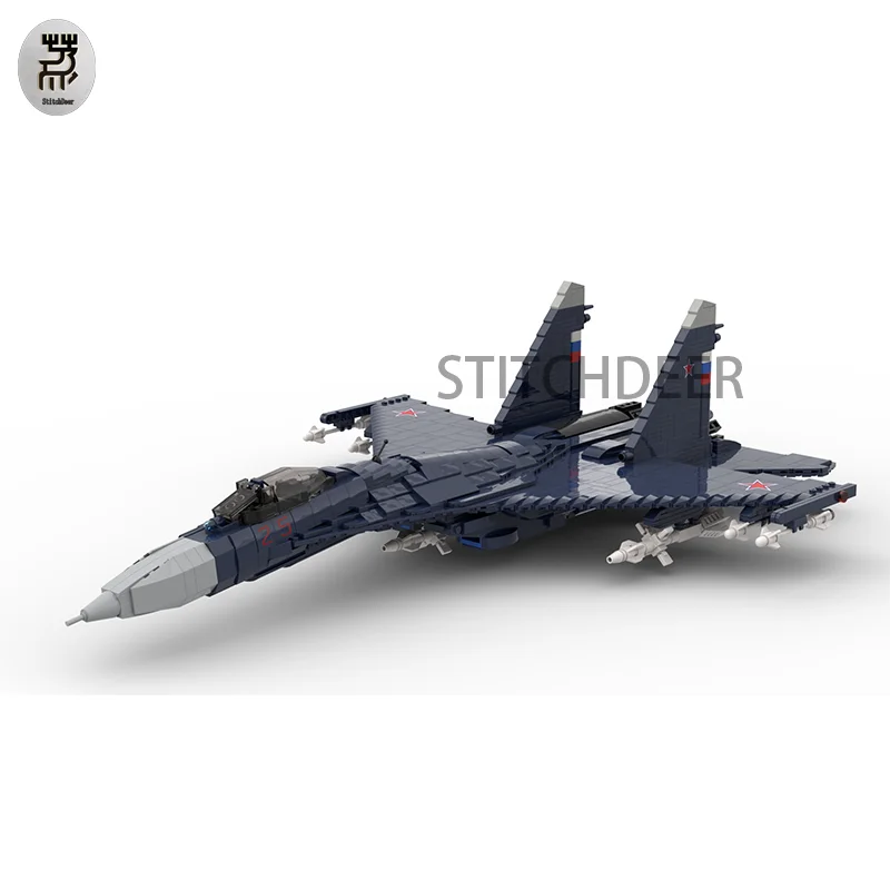 Stitch Deer Original Design Fighter MOC SU-27 SU-35 Bring Support Building Blocks DIY Model Toy Brick Children\'s Christmas Gift