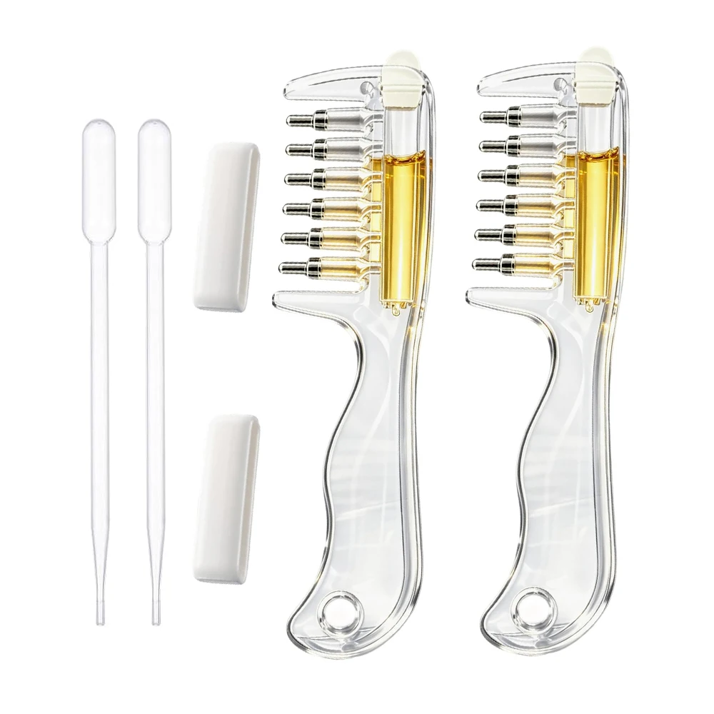 CALIYI Essentiële Olie Applicator Massagekam met Ingebouwd Vloeistofreservoir en Rolende Metalen Tanden Geschikt voor Haargroei op de Hoofdhuid