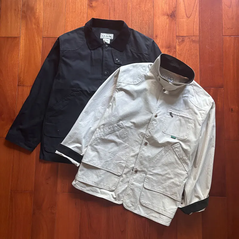 

Retro Japanese Sle Casual Nylon Canvas Hunting Jaet Workwear Multi-ket Corduroy Stand Collar Outerwear for Men