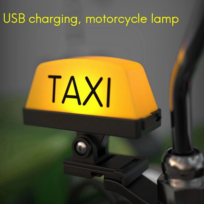 2X Motorcycle Helmet USB LED TAXI Sign Light Indicator LED Decoration Electric Rechargeable Warning Light With 6 Bracket