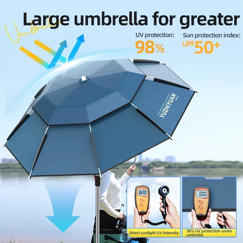 

YUZHIYUAN UPF 50+UV Protection Fishing Umbrella Folded Portable Travel Beach Umbrella Telescopic Umbrellas with Sand Anchor Vent