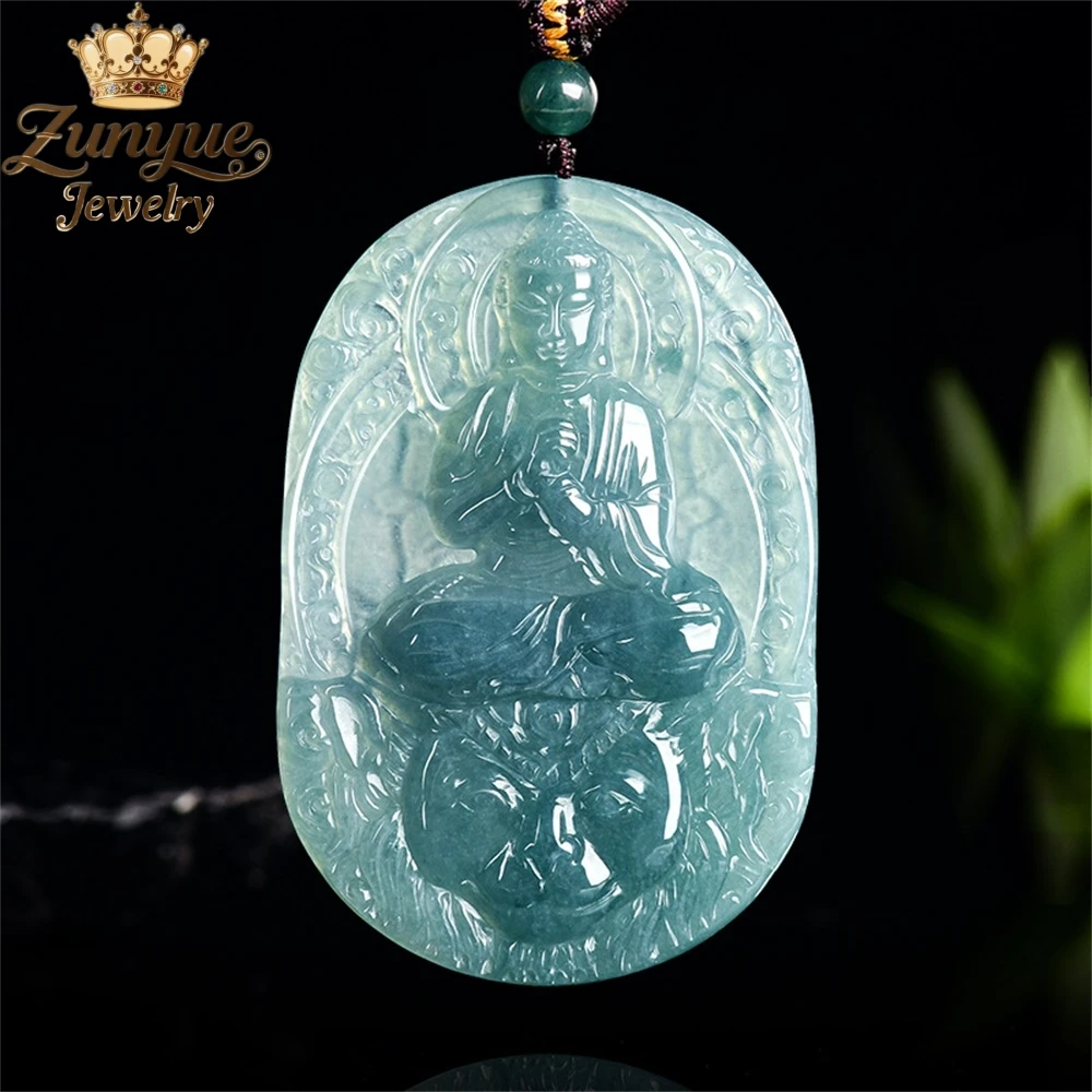 

Natural A-Grade Jade Blue Water Great Sun Buddha Jade Pendant Luxury Quality Jewelry Fashion Jewelry Exquisite Charms Elegant