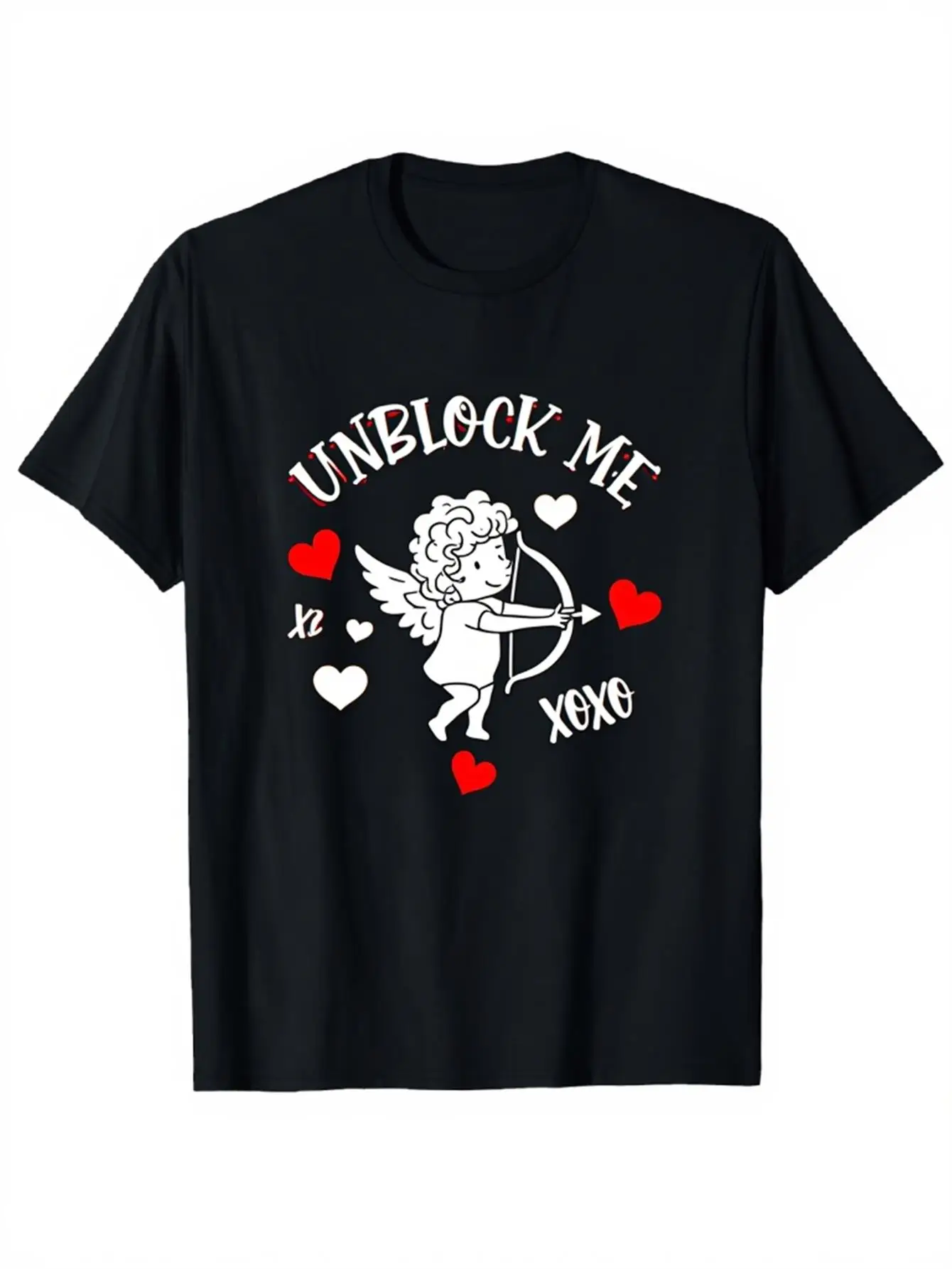 

Мужская и женская футболка большого размера с романтическим принтом ко Дню святого Валентина, с коротким рукавом, свободная, повседневная, мягкая, удобная, дышащая