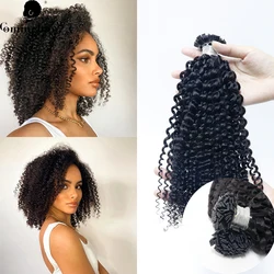 Kinky Curly K Tip Human Hair Extension Keratin Tip Hair Bundles For Black Women Brazilian Remy Hair Flat Fusion Microlink Virgin