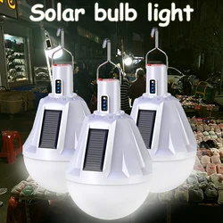 Luz LED para acampar al aire libre, lámpara colgante, bombillas, luz Solar para tienda de campaña, luz nocturna recargable por USB con gancho