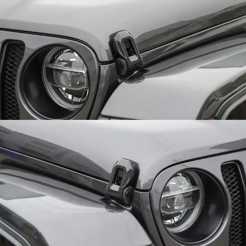 2/4 قطعة غطاء محرك السيارة مزلاج/هود رذاذ فوهة غطاء الكسوة ل جيب رانجلر JL 2018 2019/الجلاديتور JT الرياضة روبيكون الصحراء 2020-2023