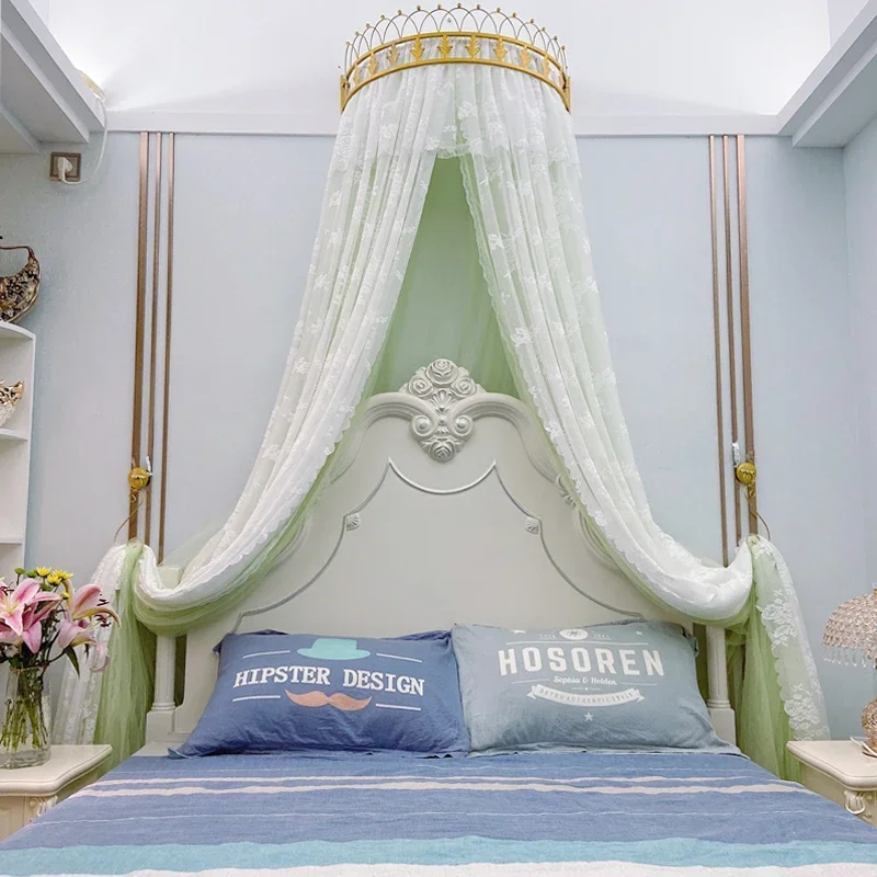 

Princess Crown Mosquito Net Bed Curtain Girl Children Room Decor Bedside Yarn Net Romantic Princess Tents Bed Canopy Valance