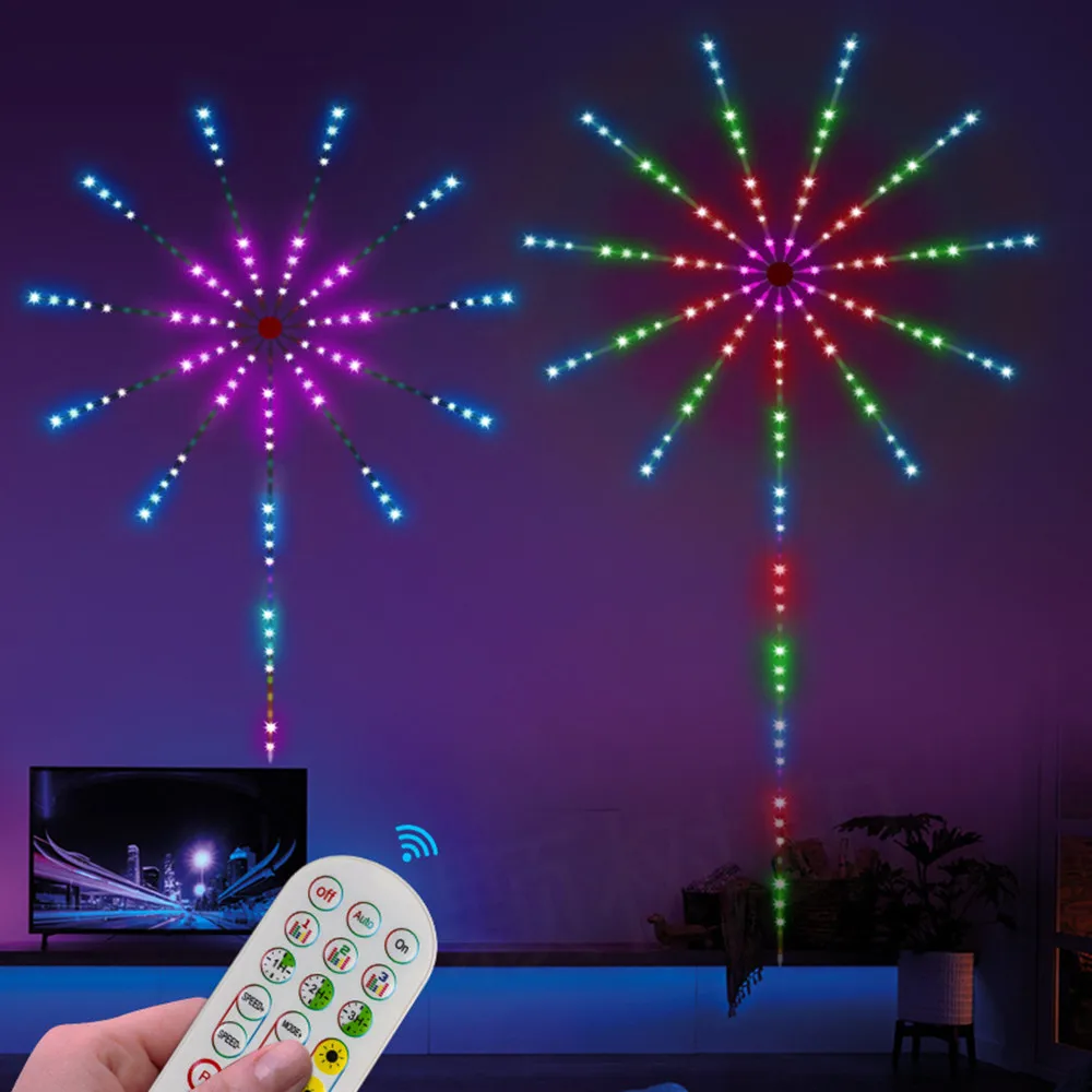 

Home Decor Music Control Fireworks LED Strip Light USB RGB Festoon Fairy Decorative Lighting Meteor Lamp For Christmas Birthday