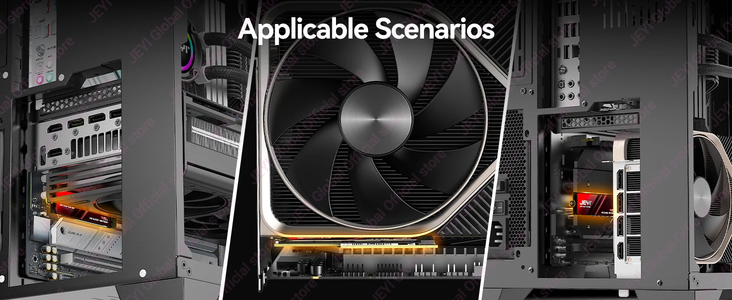 JEYI Flache PCIe 5.0 X4 zu NVMe Adapterkarte 128Gbps Kompaktes Mini-Design Ohne GPU-Blockierung Nur für M.2 2280 NVMe SSD für PCIe 4.0 – Detail 8