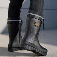 New Men's Waterproof Shoes Cycling Work Rain Boots Anti-slip Rain Boots Mid Tube 28CM Fashion Rubber Shoes Foot Cover Size 39-45