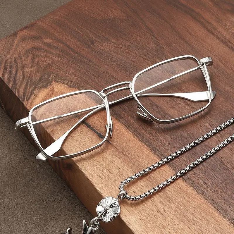 Neue handgemachte Metallrahmen Anti-Blaulicht-Brille großer Rahmen Retro Box Myopie-Brille für Männer und Frauen Retro-Myopie-Brille