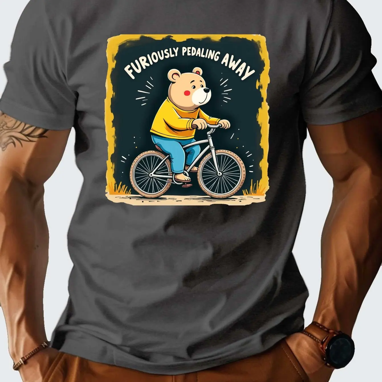 

Bear Roars Bike Cotton Men's T-Shirt Comfortable Fit