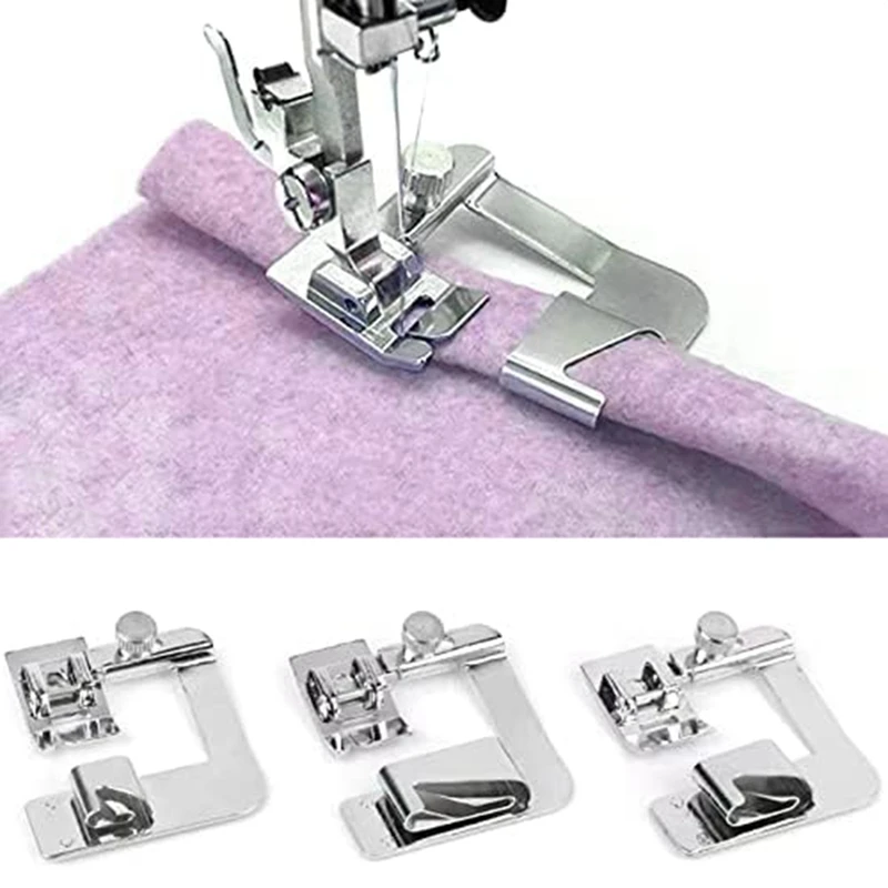 Wide Hemming Foot Sewing Machine 3 Size 1/2 Inch,3/4 Inch,1 Inch For Brother Singer And Other Low Handle Sewing Machines