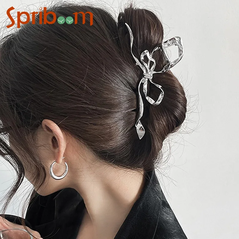 

Ribbon Bow Hair Clip for Women Large Size Metal Hair Claw Clips Design Fashion Hair Accessories Girls Temperament Headdress