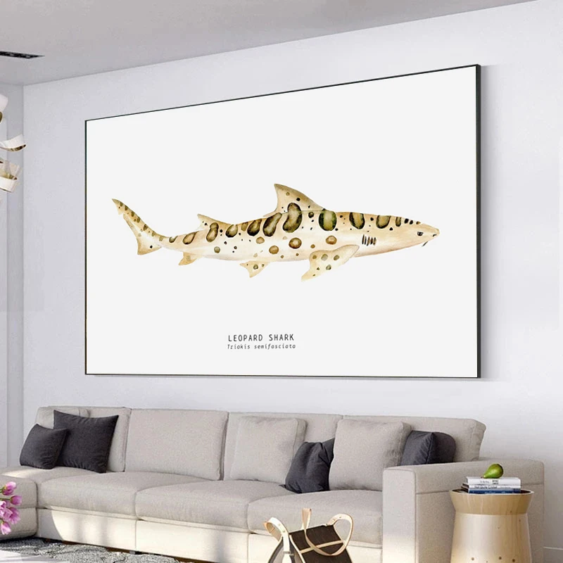 1pc frameless Canvas Painting Modern Sharks Posters Shark Watercolor Fine Art Prints Canvas Painting Wall Art Pictures Home Room