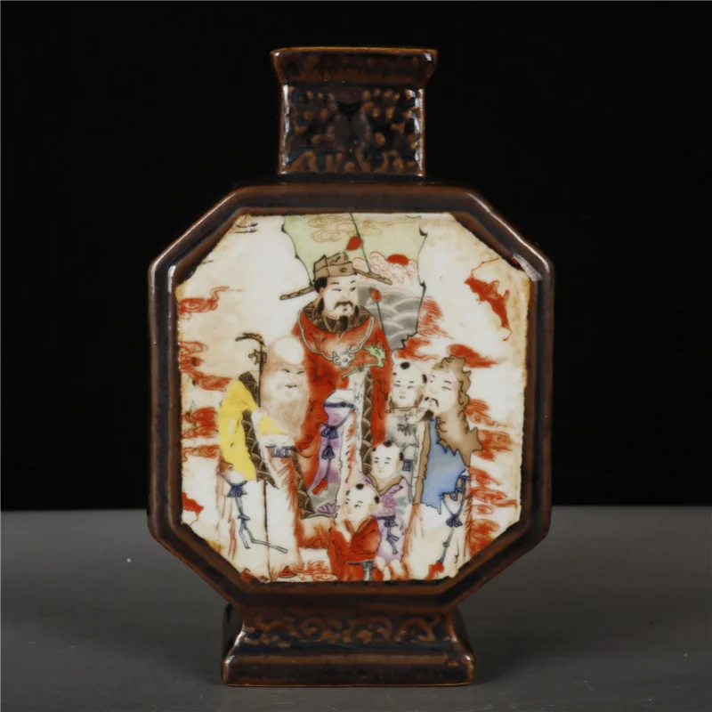 

Непротекаемая династия Цин, фиолетовая золотая глазурь, удача, процветание, долголетие, плоская бутылка с тремя звездами, антикварные любопы, разные цвета