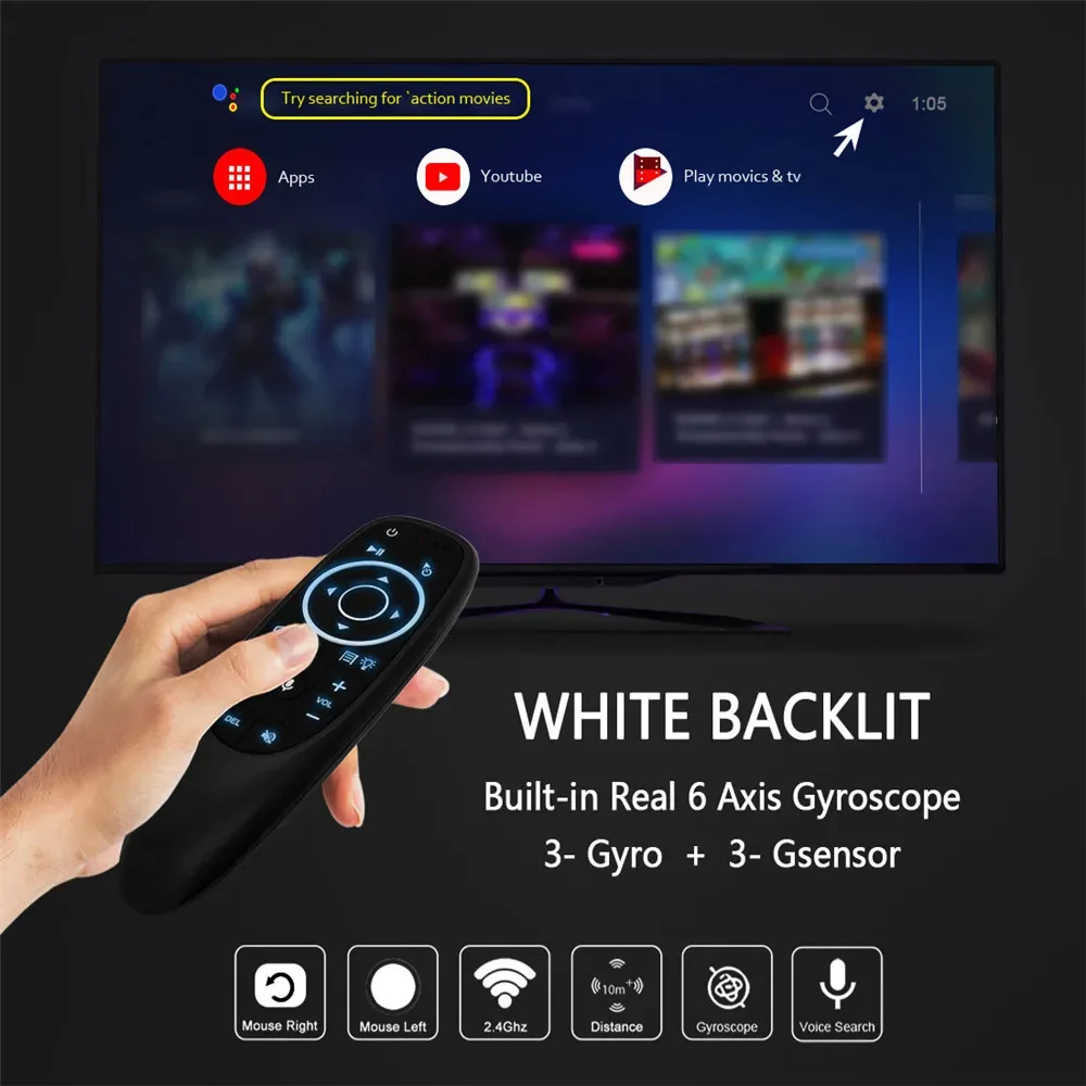 KEBIDU G10S PRO BT Voice Remote Control 2.4G BT5.0 Wireless Air Mouse Gyroscope Smart Remote Backlit For PC Smart Android TV
