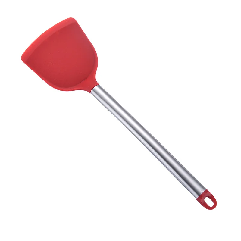 New Stainless Steel Food Grade Silicone Cooking Spoon Soup Ladle-Egg Spatula Turner Kitchen Tools Cooking Utensil Set Red Black