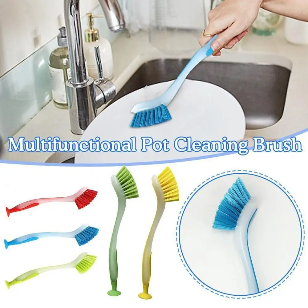 Vertical Bowl Pot Dish Kitchen Cleaning Brush Suction Cup Brush Washing Brush