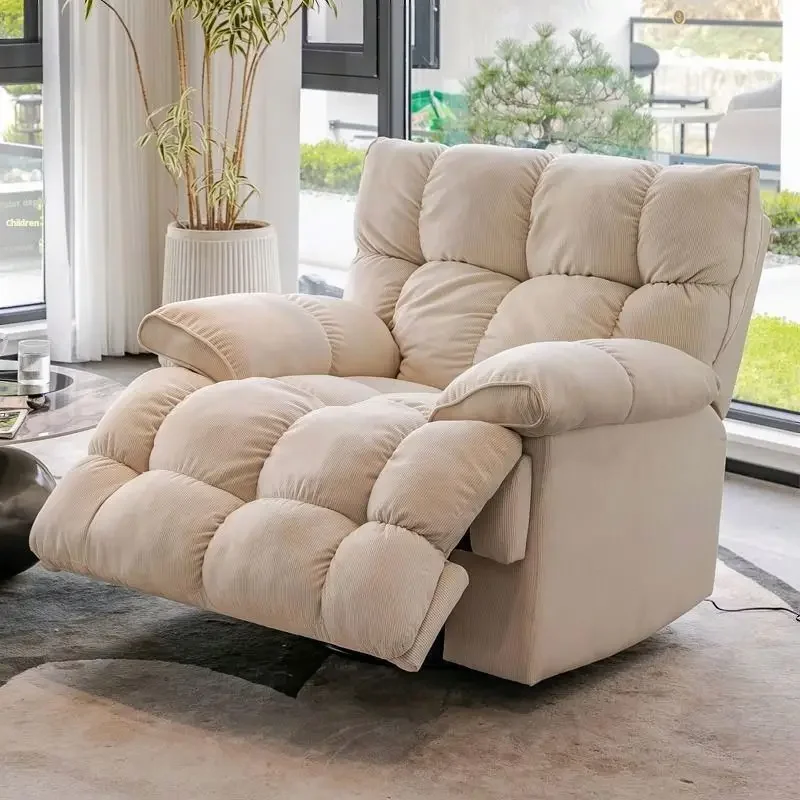 2024 New Arrival Velvet Fabric Material Rocker Single Lazy Swivel Recliner Nordic Sofa Microfiber Living Room Chair