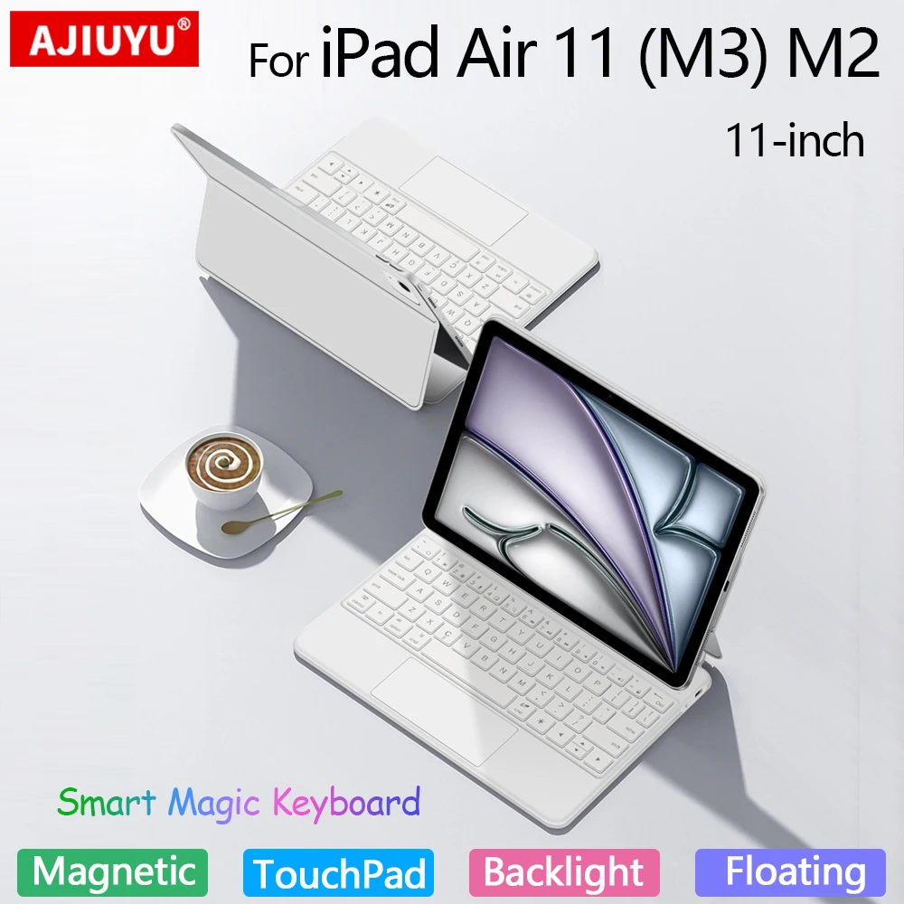 

Магнитная волшебная клавиатура для iPad Air 11 дюймов M3 2025 Smart Case iPad Air M2 6-го поколения 11 дюймов 2024 трекпад сенсорная клавиатура с подсветкой