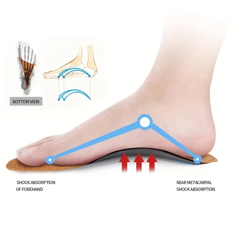 Leather Orthopedic Insoles Arch Support Insole Flat Feet Plantar Fasciitis Shoe Pads Quality Leather Deodorising Shoe Sole 1Pair image 4