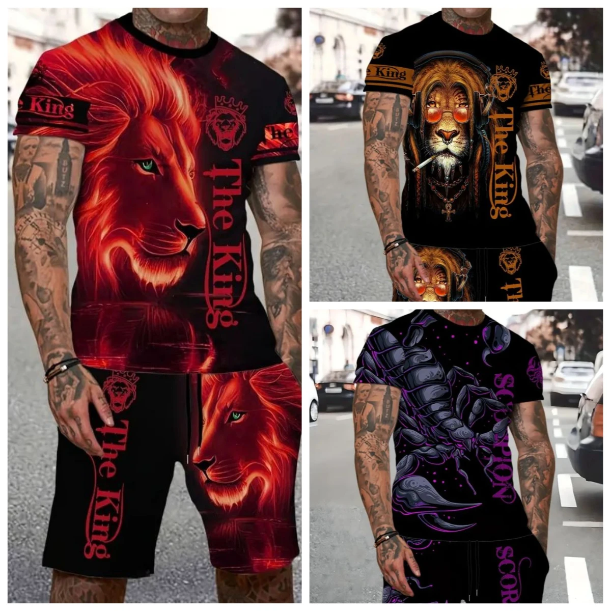 

25-26 Summer Hot-selling Fashion Trend Luxury Suit 3D Printing American Street Breathable Quick-drying T-shirt Shorts Set