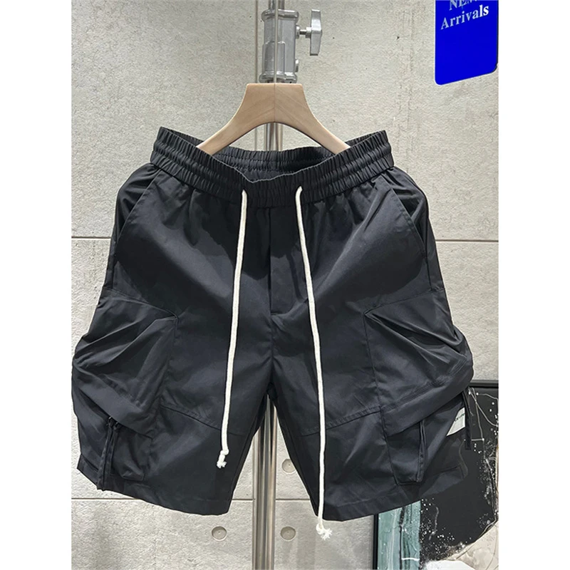 2026 Summer New American Style Outdoor Loose Sports Casual Shorts Men Black Fashion All Match Cargo Knee Length Pants