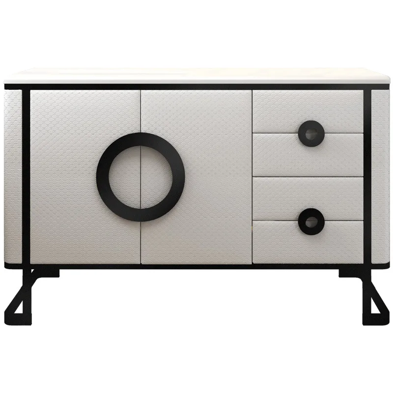 

Italian minimalist dining side cabinet light luxury living room against the wall modern foyer cabinet locker marble leather