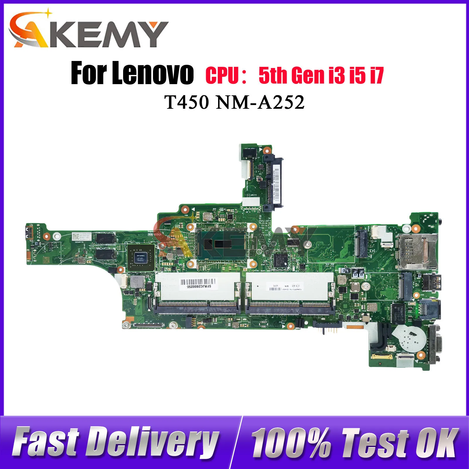 

Материнская плата для ноутбука Lenovo Thinkpad T450E NM-A252 с i3 i5 i7 5-го поколения 940M, 100% протестировано, ОК