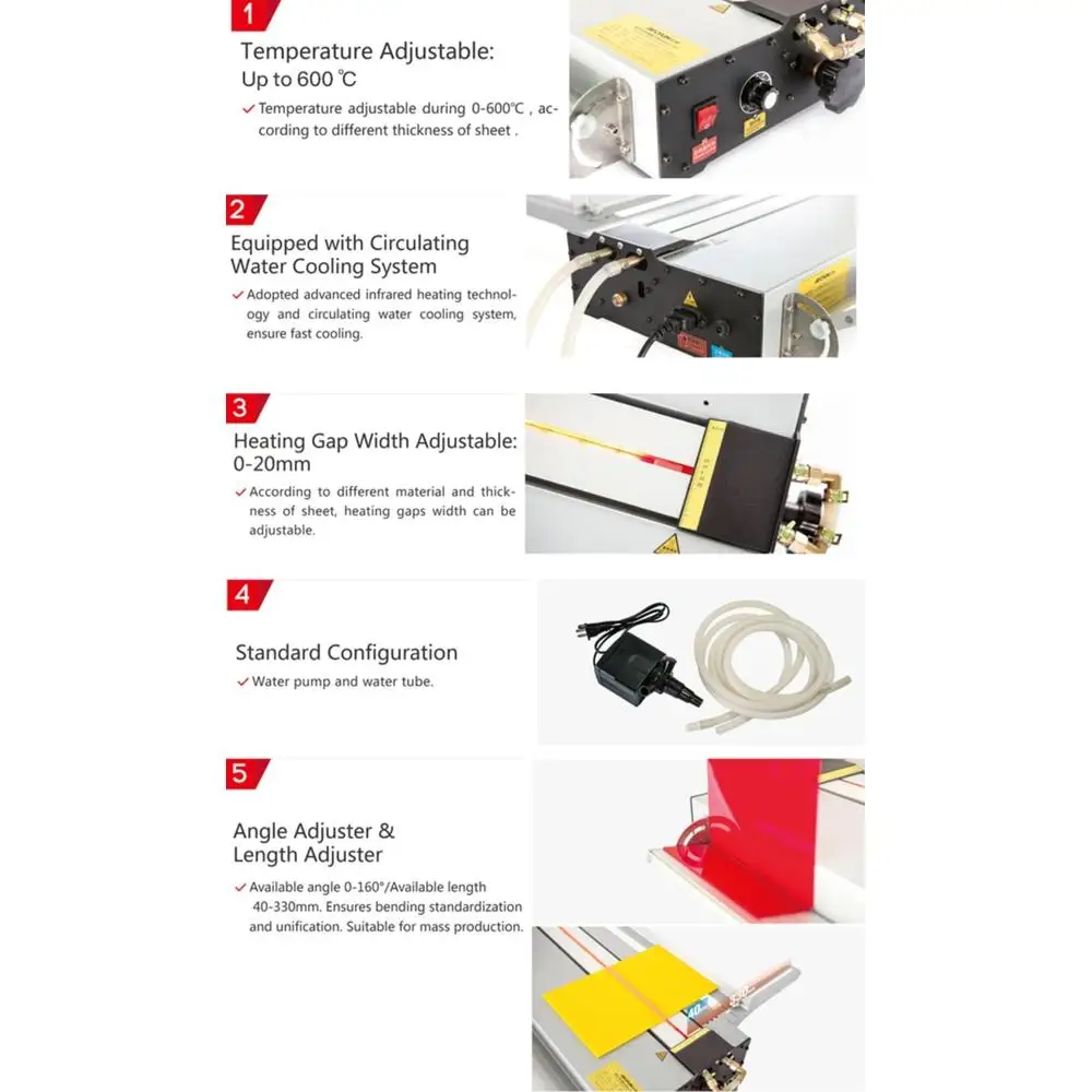 27" Acrylic Plastic Bending Machine 110V Lightbox PVC Bender Infrared Ray Heater Angle Length Adjustable Circulating Water