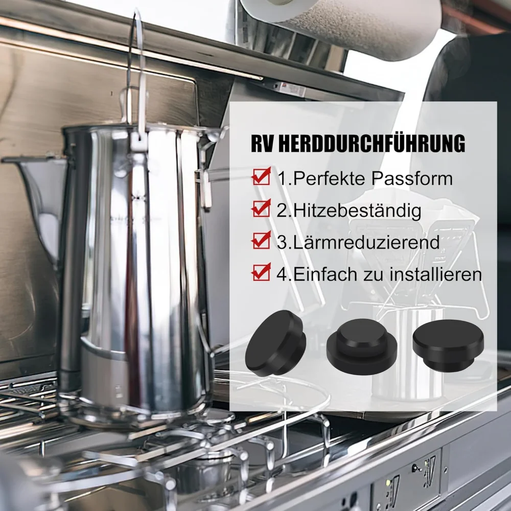 16-teiliges Gummistopfen-Set, schützende Gummistopfen-Set für Gasherde, Halter, Gummi-Abdeckkappen, kompatibel mit Dometic, Smev und Thetford