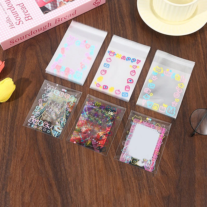 50Pcs Love Bean Small Card Packaging Bag High Beauty Cute Rabbit Graffiti Self Sealing Bag Small Gift Storage Bag