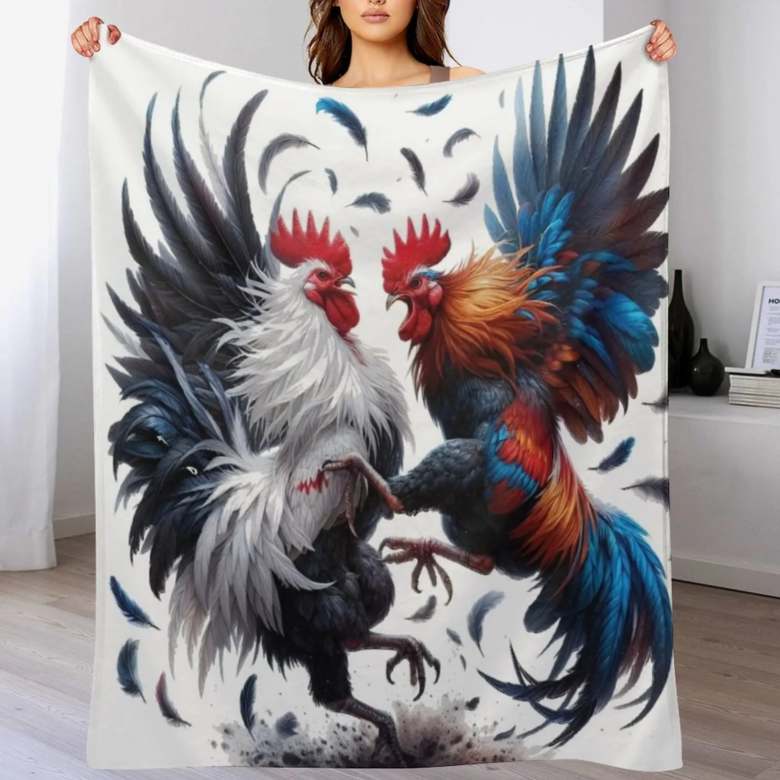 

Peleas De Gallos Cockfighter Game Fowl Cockfighting Rooster Throw Blanket cosplay anime Sofa Quilt christmas gifts Thin Blankets