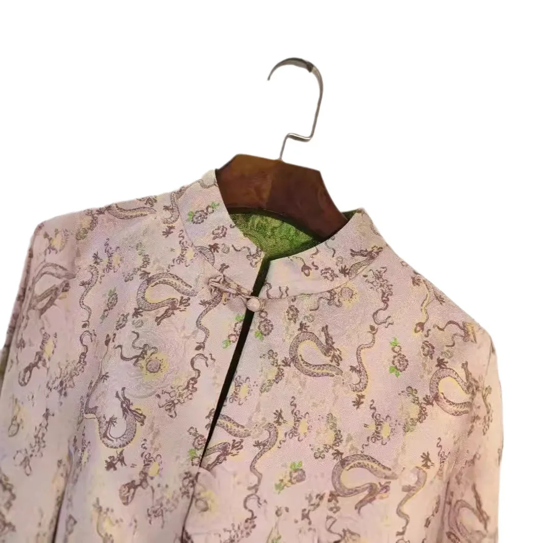 High Quality Chinese Silk National Style Top Summer Autumn Fashion All-Match Real Half Sleeve