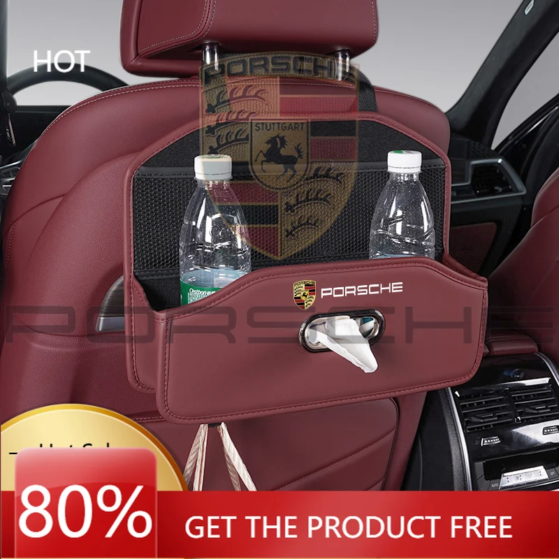

Наклейка на автомобиль Porsche, кожаный органайзер для салфеток, держатель для бумажных пакетов на спинку сиденья для Porsche Cayenne, Panamera, Macan, 911, 718, Taycan, Boxster