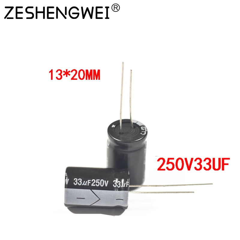 10PCS 250V 33UF Aluminum Electrolytic Capacitor 33UF 250V 13*20mm NEW Electrolytic Capacitor Size：13x20