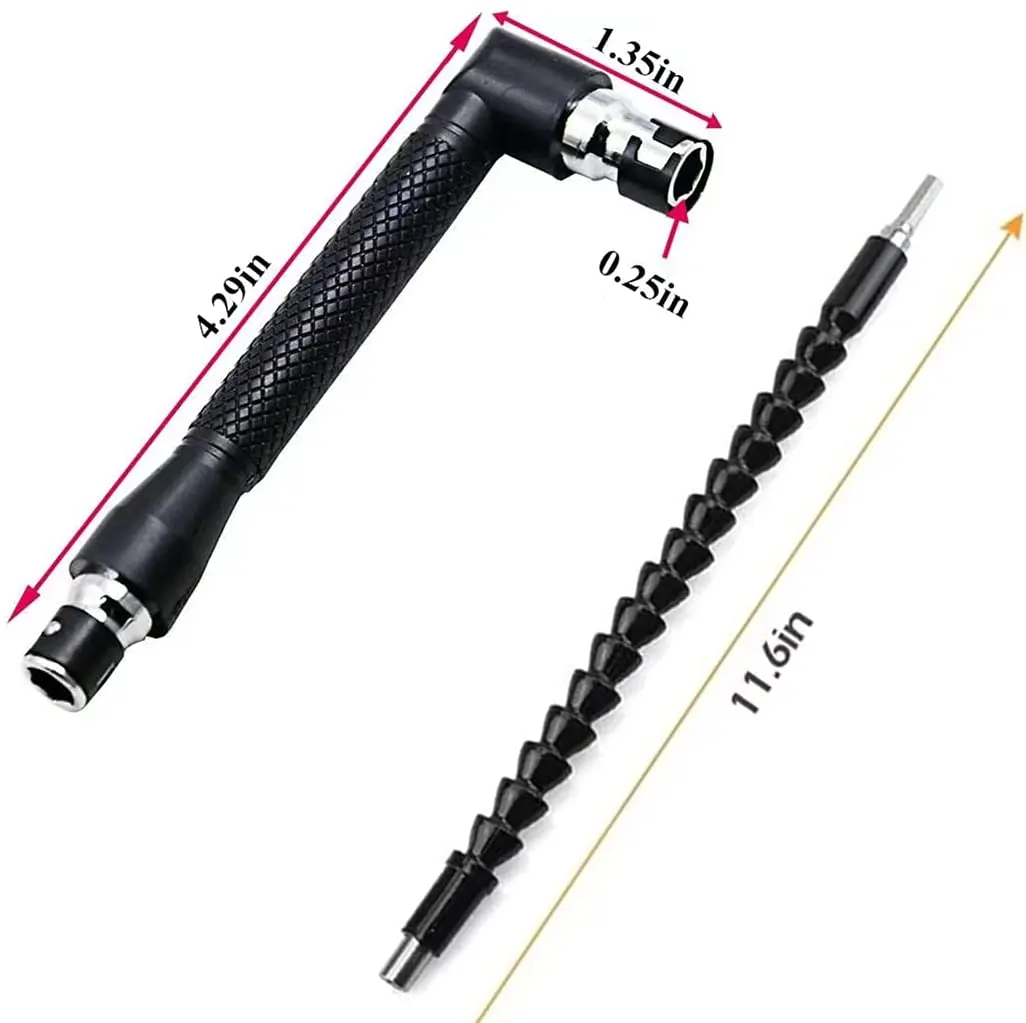 Bendable Soft Shaft Extension Bits 11.6inch, Flexible Extension Connection Screwdriver for Quick Connect Drive Tip Kit Adaptor